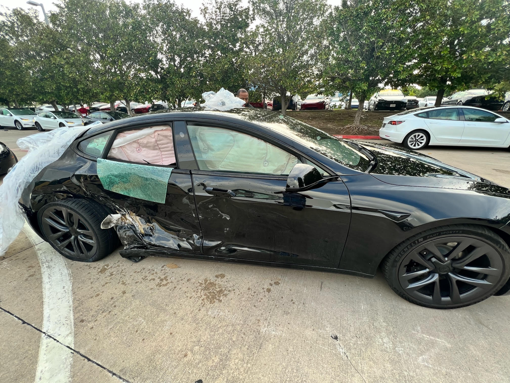 Tesla Model S Plaid Totaled By Service Center Employee Leaving Owner