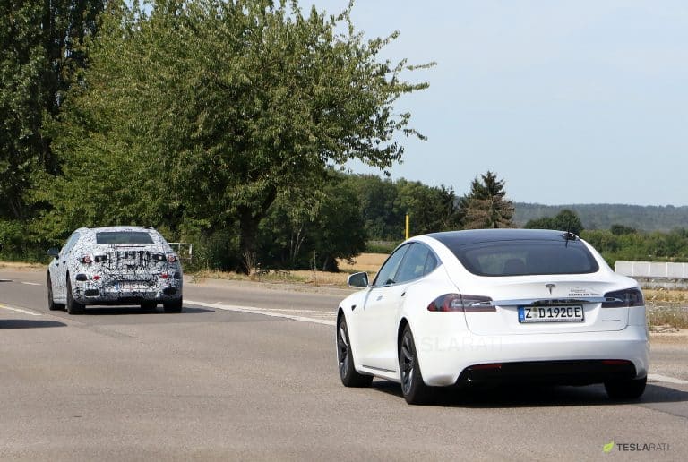 Mercedes EQS EV spotted benchmarking against Tesla Model S and 3