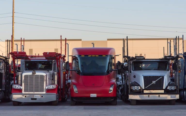 Tesla Semi’s spacious cabin shown side-by-side with diesel trucks
