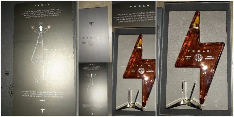 First Look at Tesla Tequila with “Handcrafted by Skilled Glass Artisans” Bottle