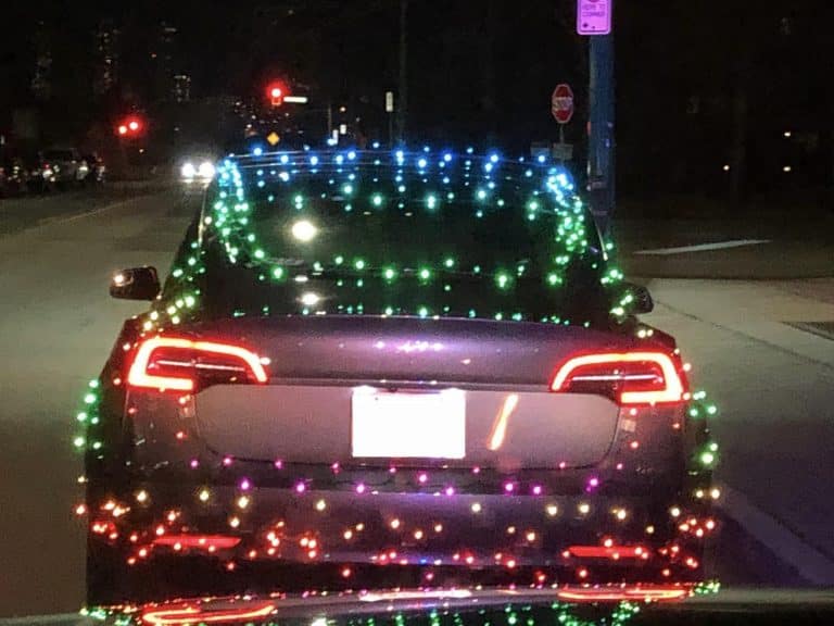 Tesla owner gets ticket for duct-taping Christmas lights to his car