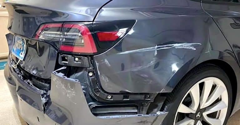 Tesla Model 3 shakes off crash after getting rear-end collision on highway