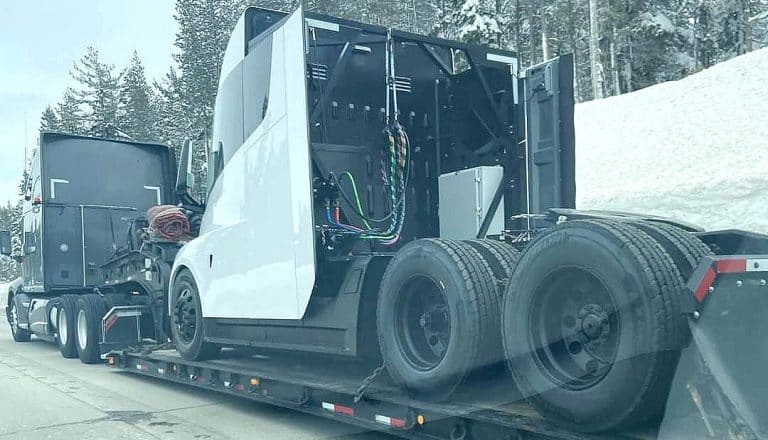 Tesla Semi with unique rear configuration and new design seen in Tahoe