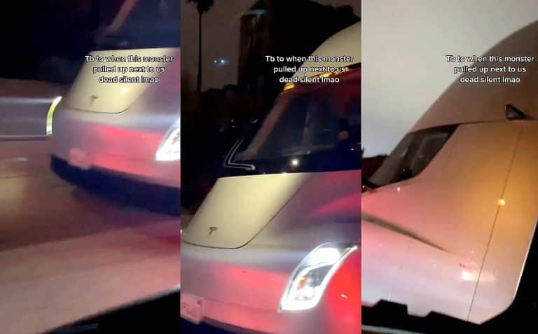 Tesla Semi original prototype surprises onlookers with stealthy silence while pulling trailer