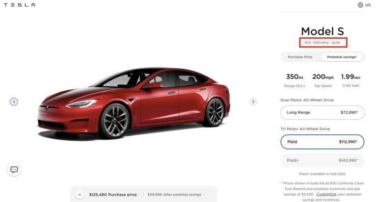 Tesla Model S Plaid gets updated with estimated June delivery date