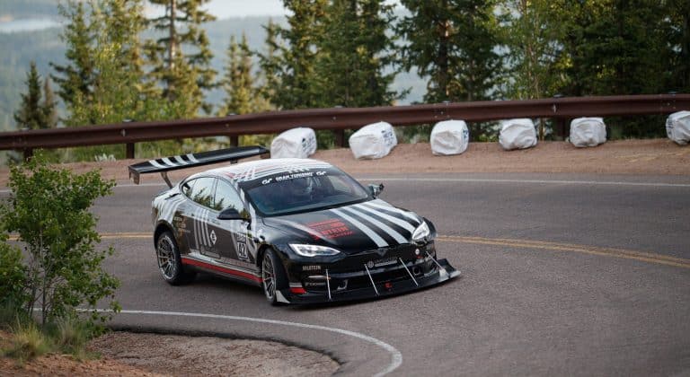 Tesla Model S Plaid reaches 140 MPH during first place run at Pikes Peak Hill Climb