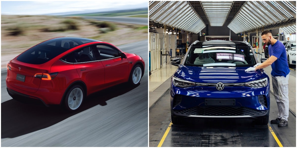 volkswagen id 4 vs tesla model y videos