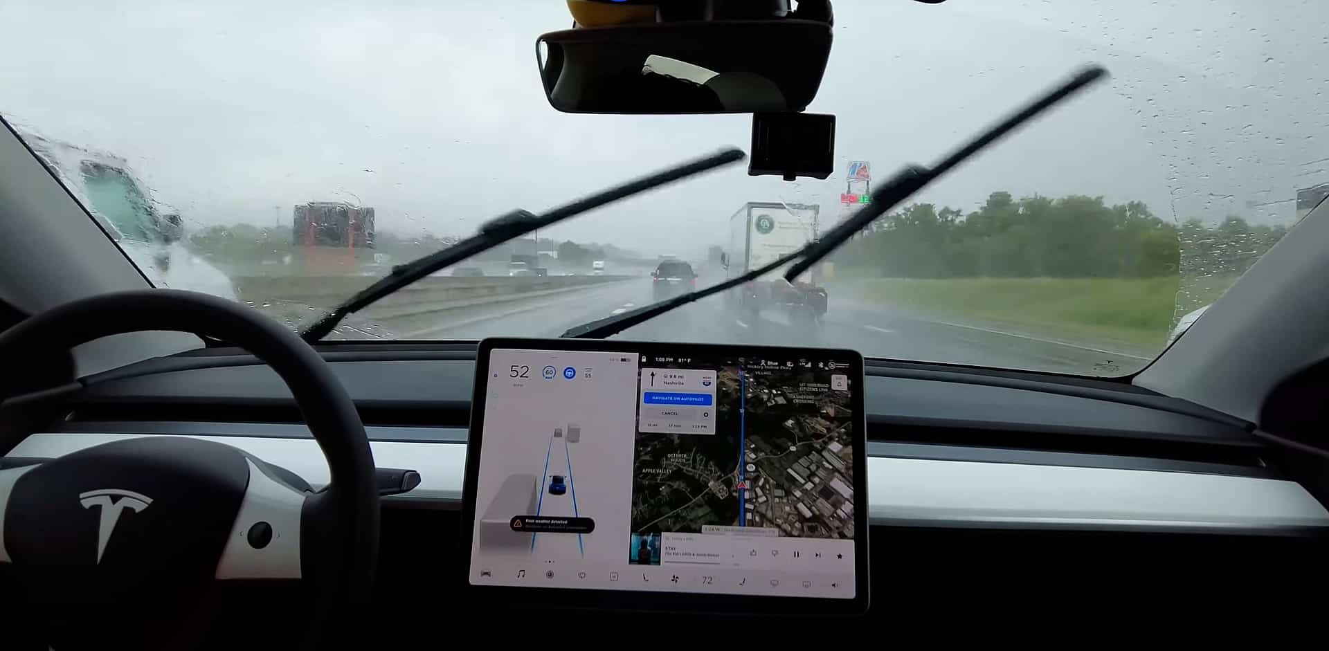 Tesla’s radarless Autopilot performance improves in heavy rain