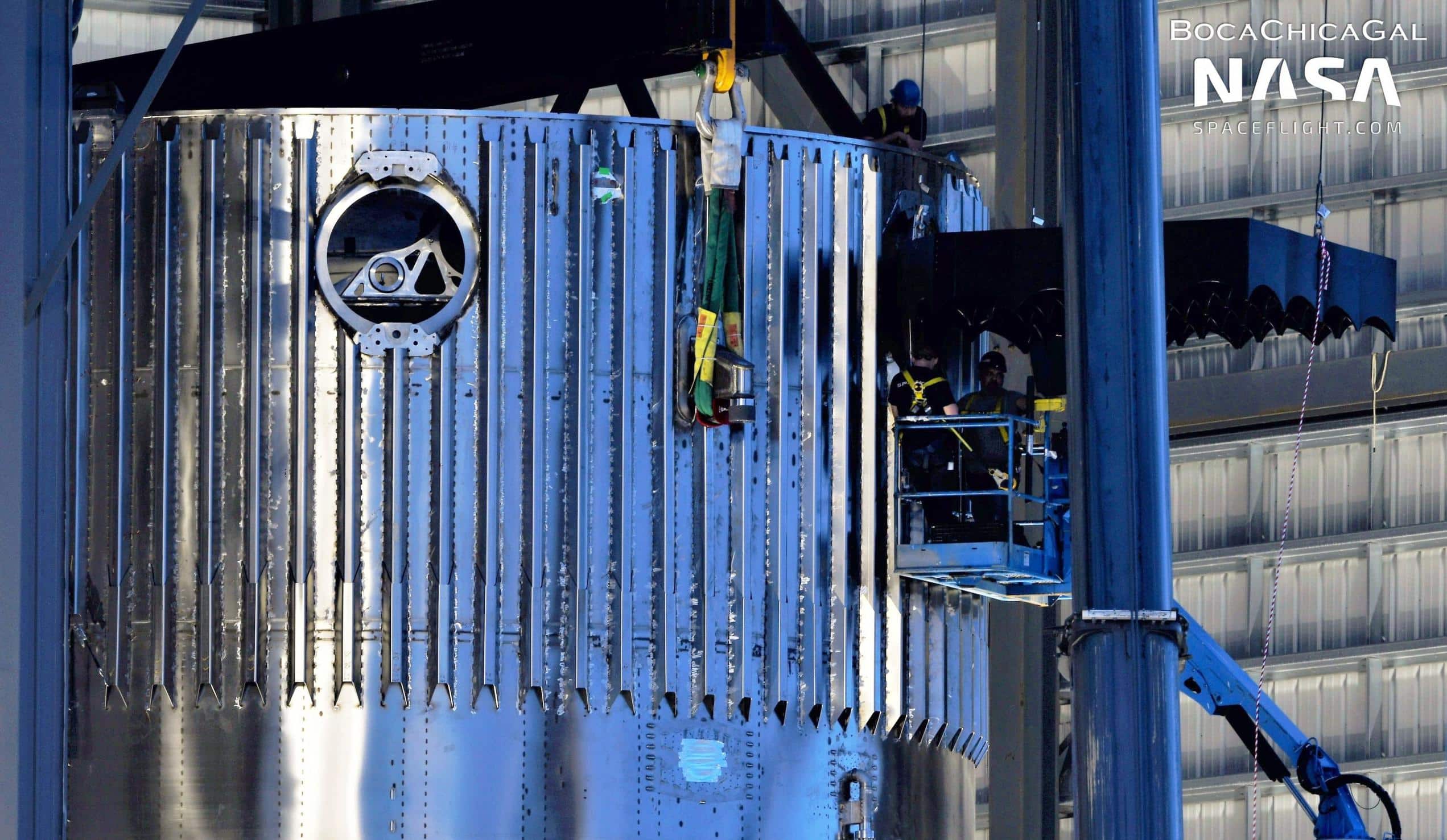 SpaceX installs full set of car-sized grid fins on second Super Heavy ...