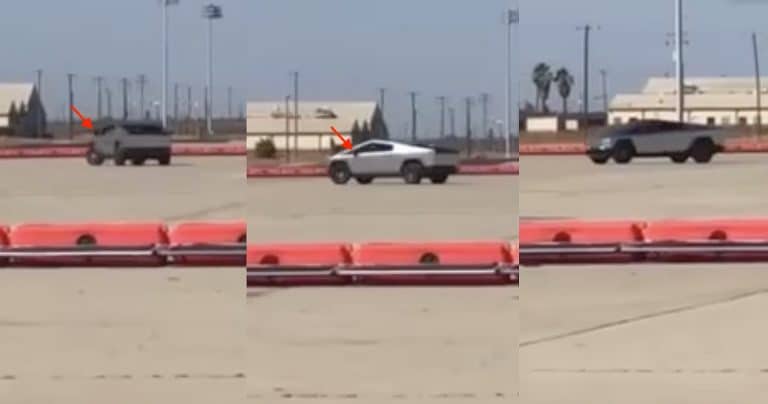 Tesla Cybertruck with side mirrors and “rear-wheel steering” spotted in the wild
