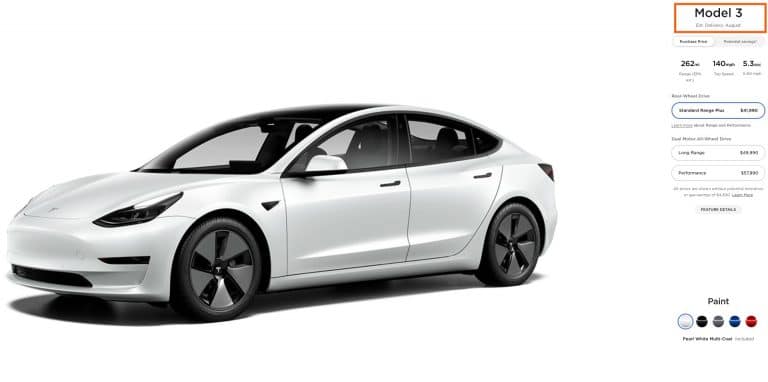 Tesla’s most basic Model 3 variant won’t be delivered until August ’22
