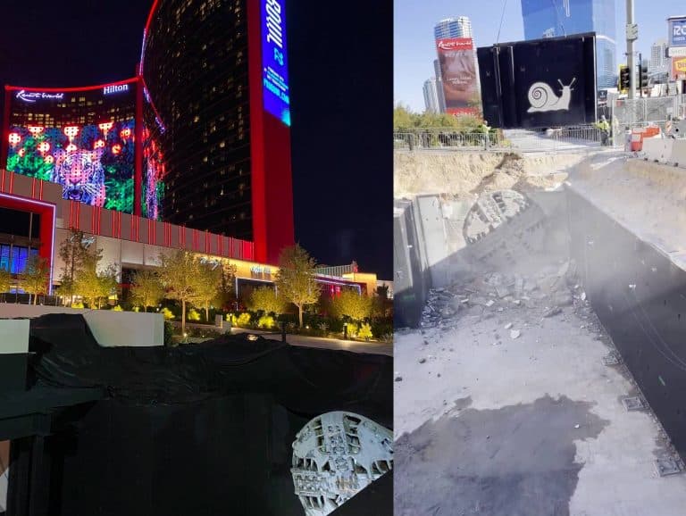 The Boring Company’s Prufrock-1 TBM surfaces at Resorts World for Vegas Loop station