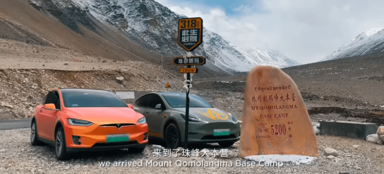 Tesla China shares incredible video of a journey to Mount Everest in 2 Teslas