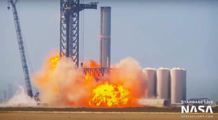 SpaceX Starship booster test triggers explosion, pad fire