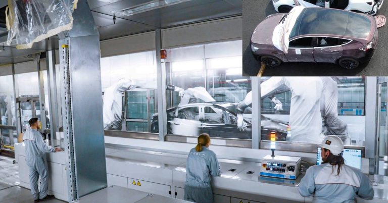 Tesla Giga Berlin tests Deep Crimson paint on Model Y units