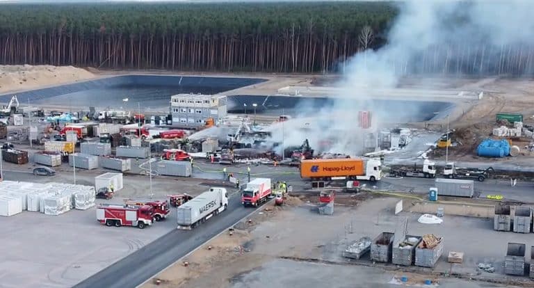 Tesla Giga Berlin cardboard fire prompts critics to demand production halt