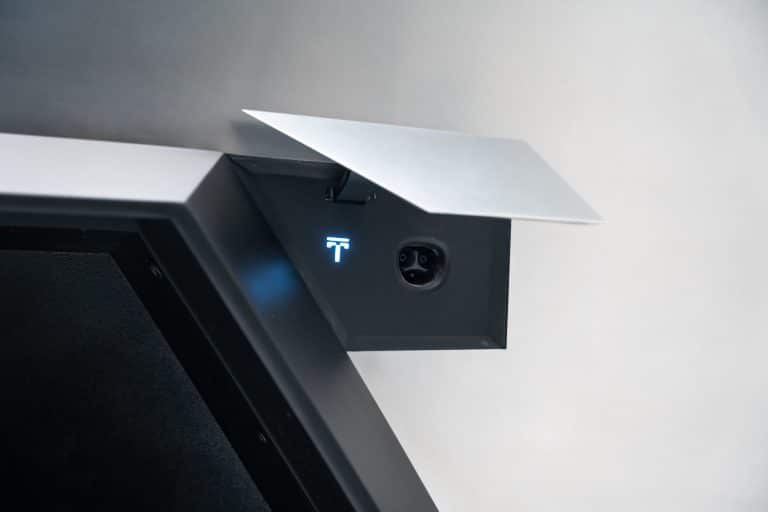 Tesla Cybertruck prototype charge port features “Cyber-fied” lighted T logo