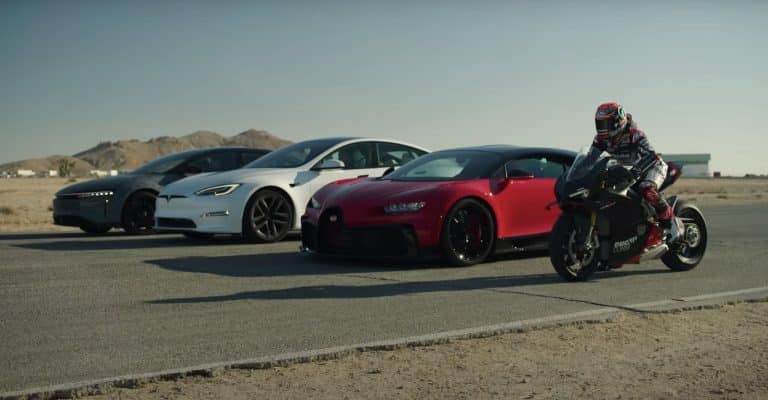 Tesla Model S Plaid comes in last against Lucid Air Sapphire, Bugatti Chiron Pur Sport in drag race