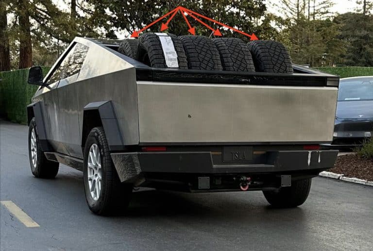 Tesla Cybertruck alpha prototype shows off its bed’s capacity by carrying multiple off-road tires