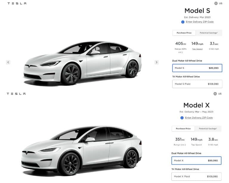 Tesla Model X and Model S get price reduction in the United States