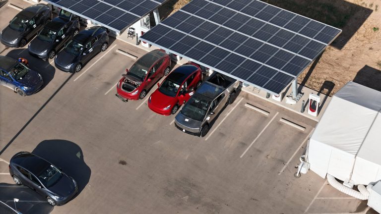 Unique Frunk Detail of Tesla Cybertruck Charging at Gigafactory Texas Captures Attention