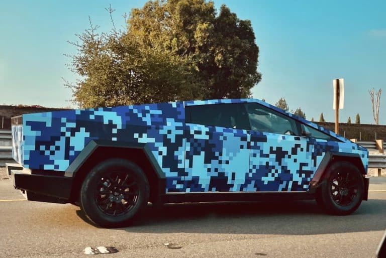 Tesla Cybertruck gets new blue digital camo wrap