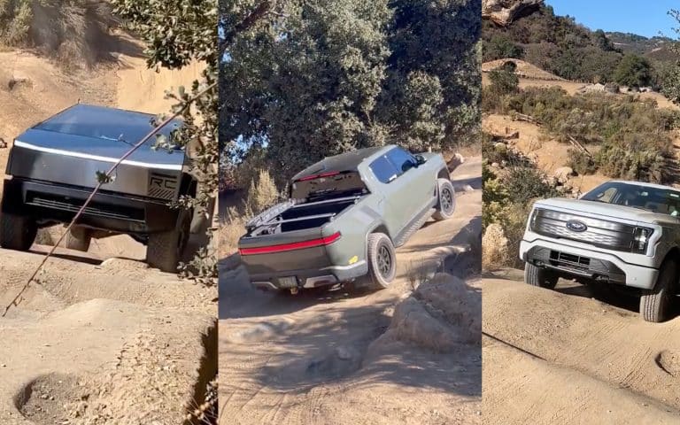 Cybertruck, R1T and F-150 Lightning Hollister Hills stairs runs compared