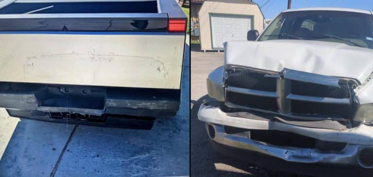 Tesla Cybertruck Shows Dodge Ram-Shaped Imprint After Crash