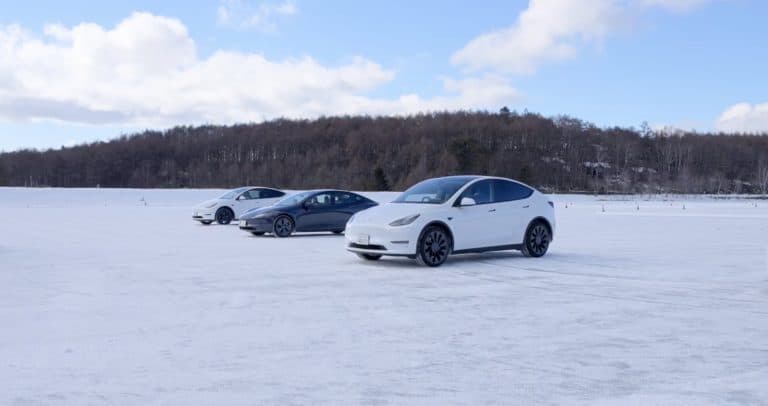 Tesla Model 3 and Model Y Winter Testing in Japan