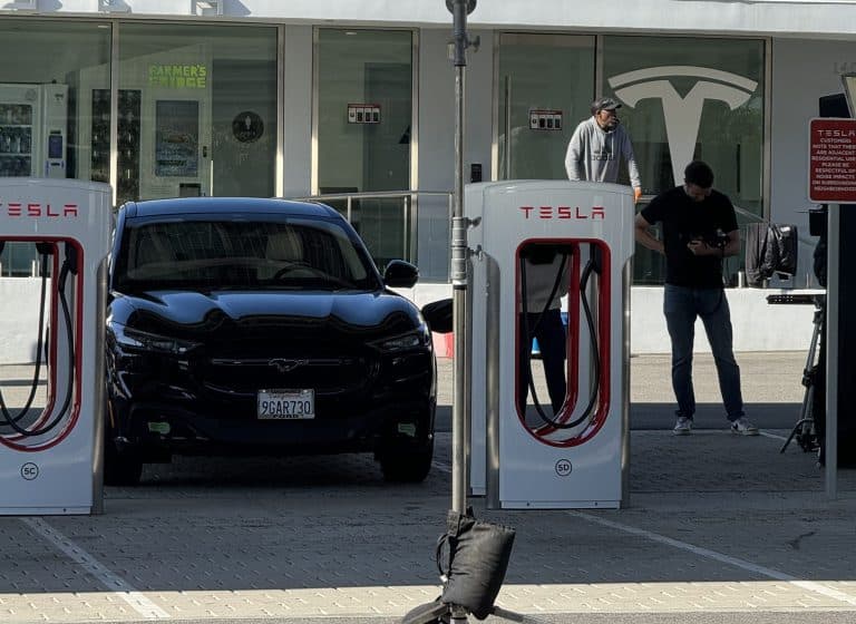 Tesla Spotted Filming NACS Video at Supercharger with Non-Tesla EVs