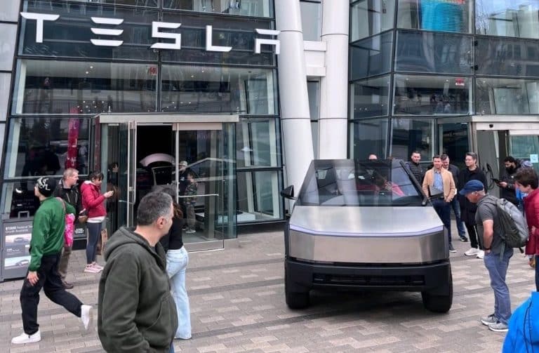 Tesla Cybertruck Attracts Crowds with Boston Marathon Display