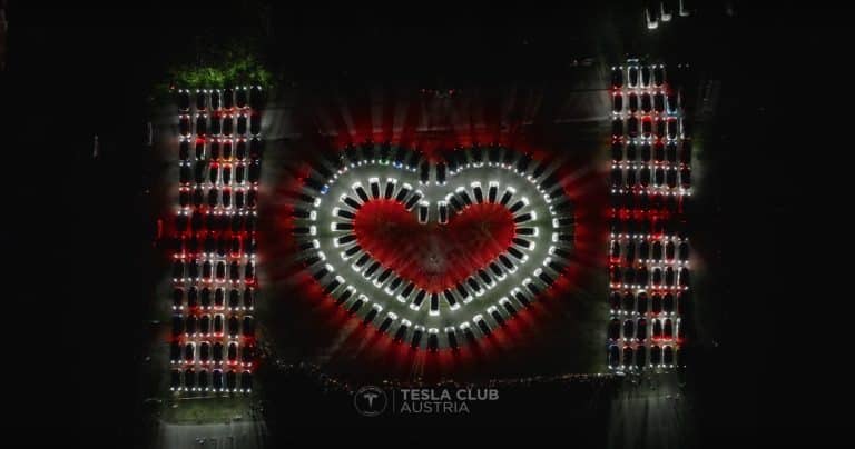 Heartwarming Tesla Light Show in Austria Shines Brightly with Over 200 Cars